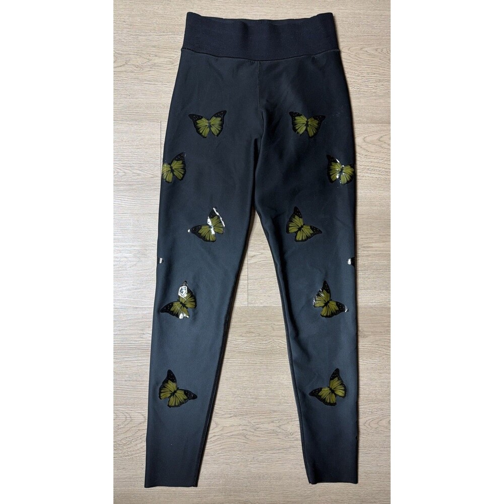 Ultracor High Rise Butterfly Leggings Size Medium Black Gray Made In USA Yellow
